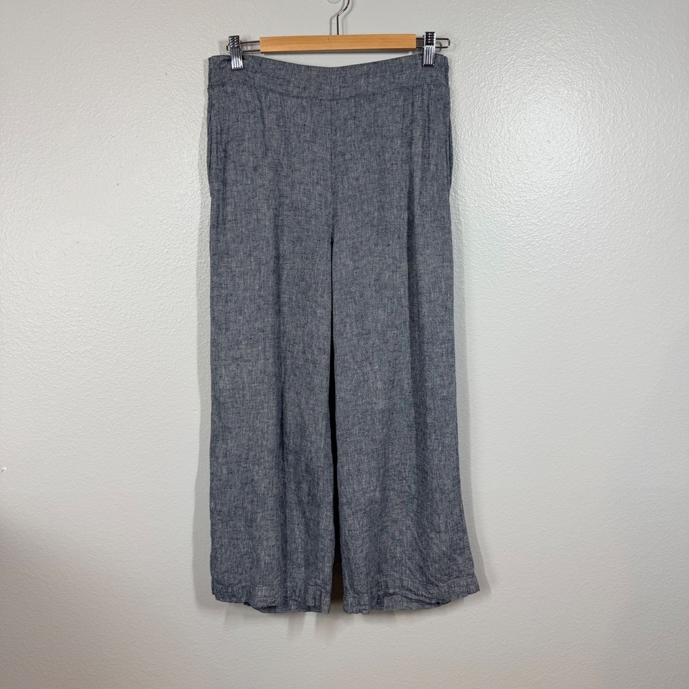 Chelsea28 Pants Women's Small Blue Linen‎ Blend Wide Leg Cropped Casual
